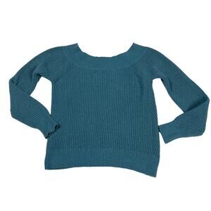 Abercrombie & Fitch Sweater Blue Long Sleeve Wide Neck‎ Knit Women's Medium